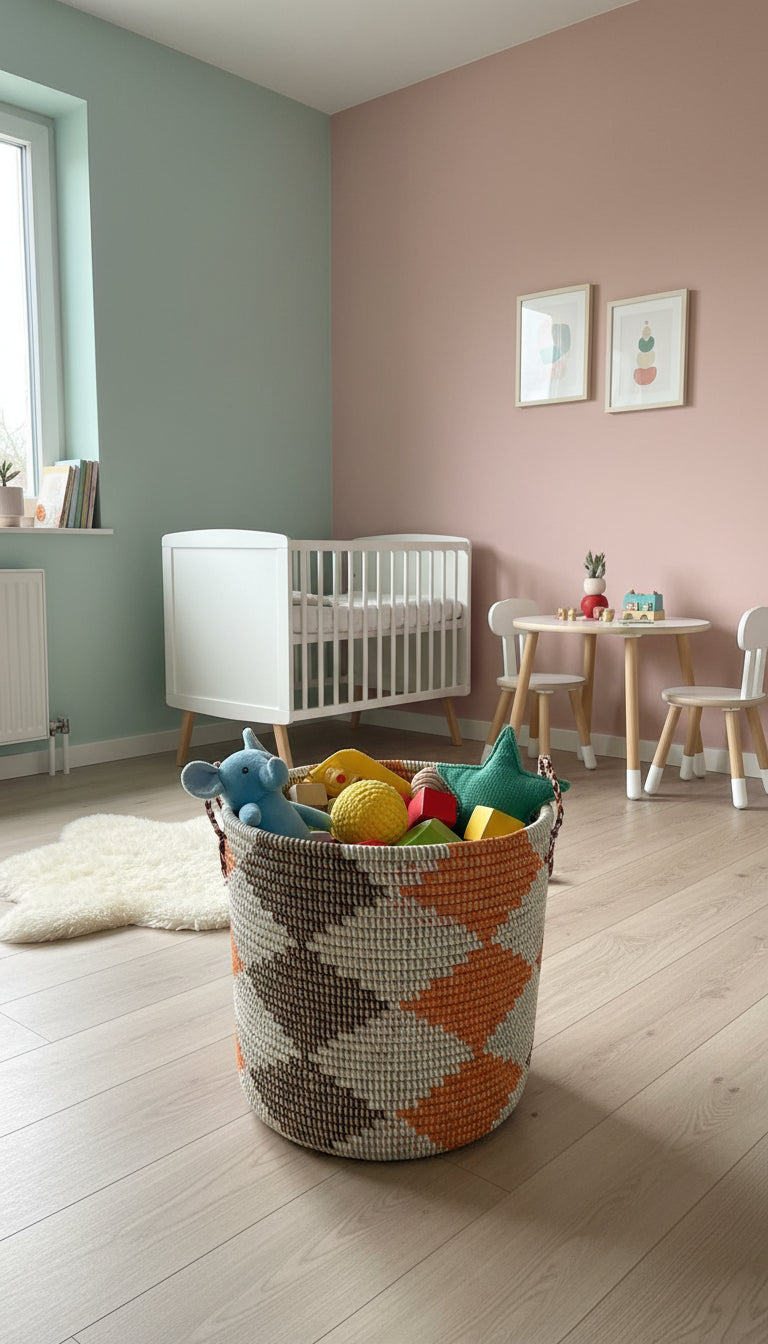 Panier DIAGOU_6 Moyen modèle en Fibre Naturelle – Tons Marron & Orange pour une Déco Chaleureuse et un Rangement Authentique