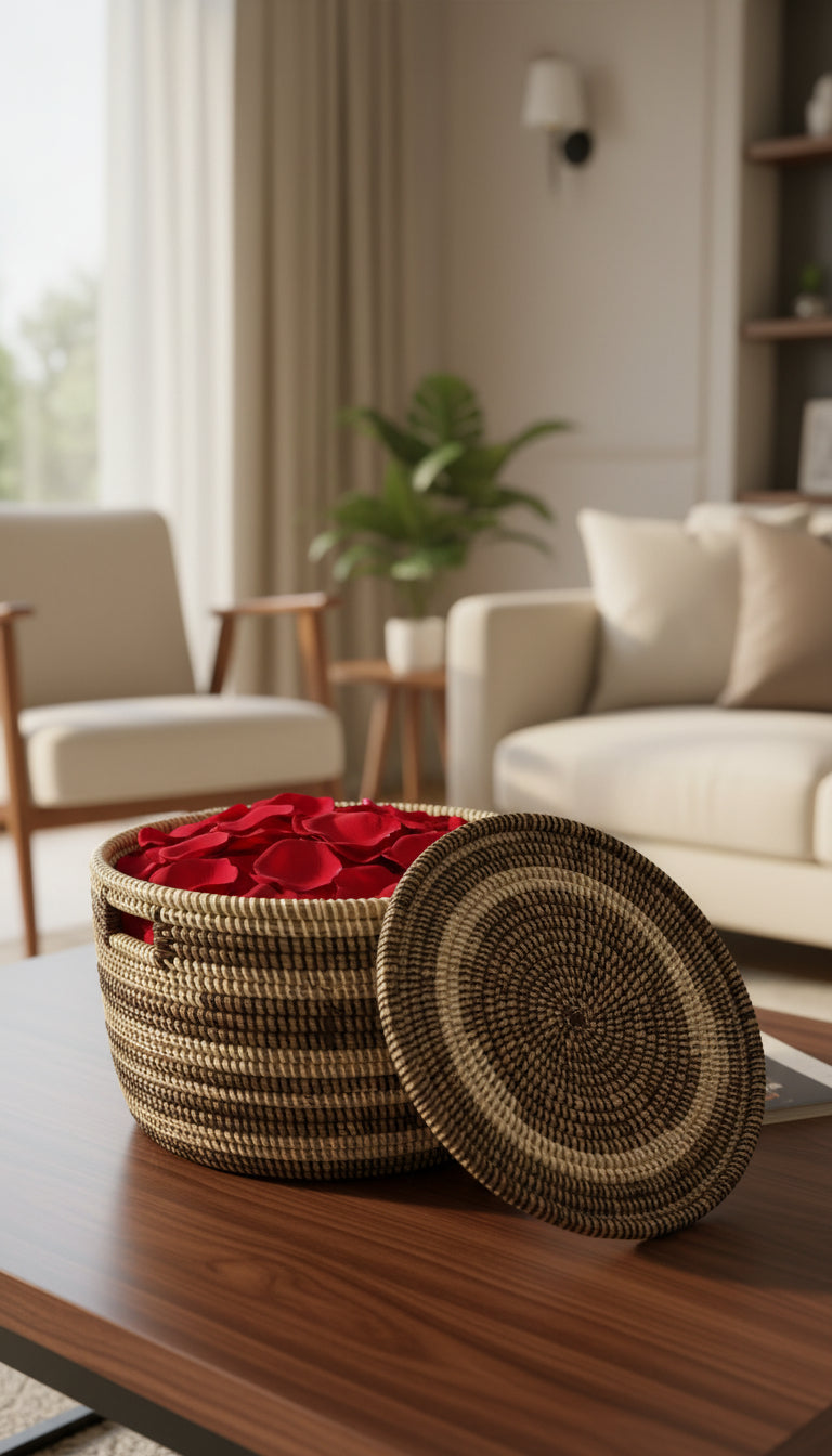 Panier Moyen Modèle DIAGOU_9 en Fibre Naturelle – Artisanat Authentique pour une Déco Élégante et un Rangement Polyvalent