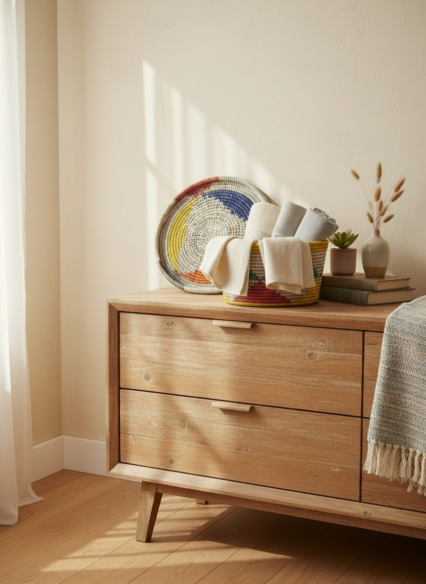 Panier Moyen Modèle DIAGOU_12 en Fibre Naturelle – Artisanat Sénégalais pour Une Déco Harmonieuse et un Rangement Polyvalent