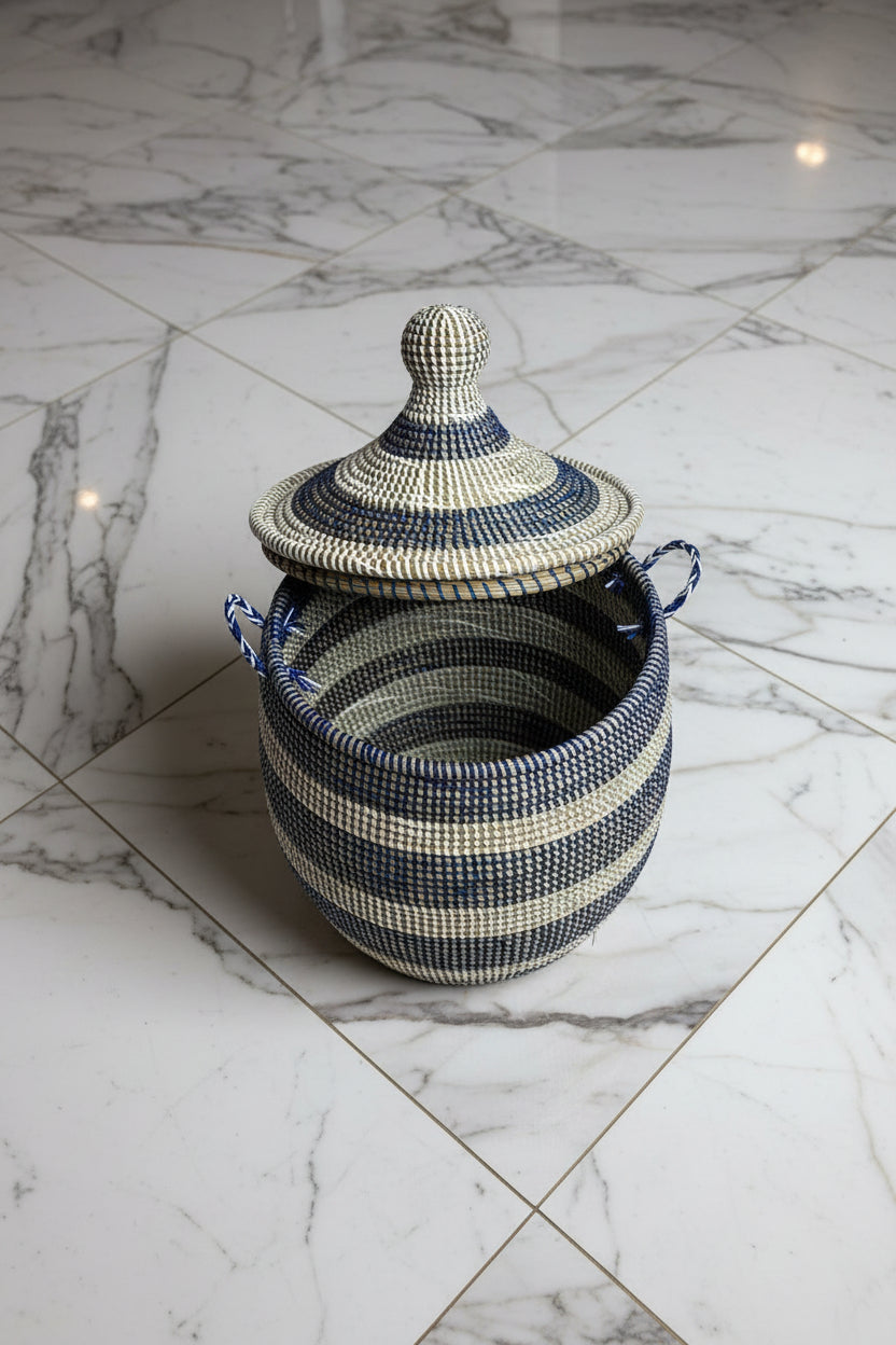 Panier MBOUL'S_A4 Rayures – Fibre Naturelle & Motifs Rayés pour une Déco Authentique