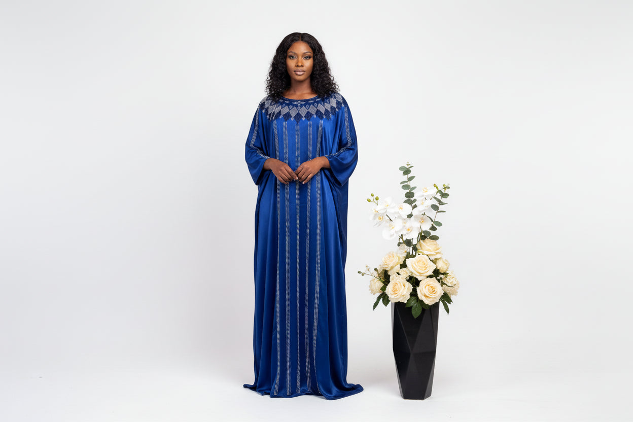 Grand boubou en soie glitter perlé en cristal idéal pour vous sublimer lors de vos cérémonies