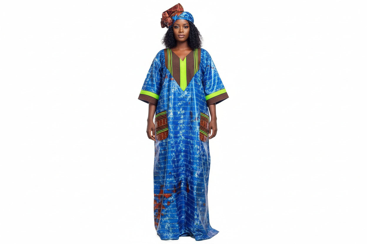 Robe en patch Bazin + Asso-Oké, tendance et élégante