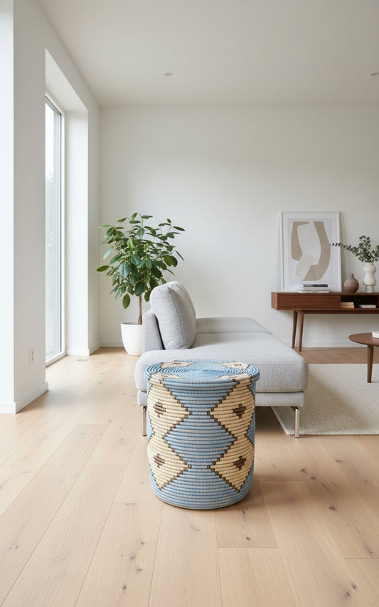 Paniers en Paille (Grand modèle) Artisanaux du Sénégal – Panier DIAGOU_2 pour Rangement & Décoration Intérieure, Matières Naturelles et Finitions Authentiques, Style Durable et Élégant