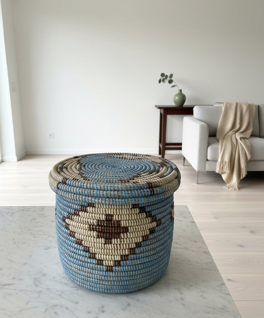 Paniers en Paille Artisanaux du Sénégal – Panier DIAGOU_2 (Petit modèle) pour Rangement & Décoration Intérieure, Matières Naturelles et Finitions Authentiques, Style Durable et Élégant (Copie) (Copie)