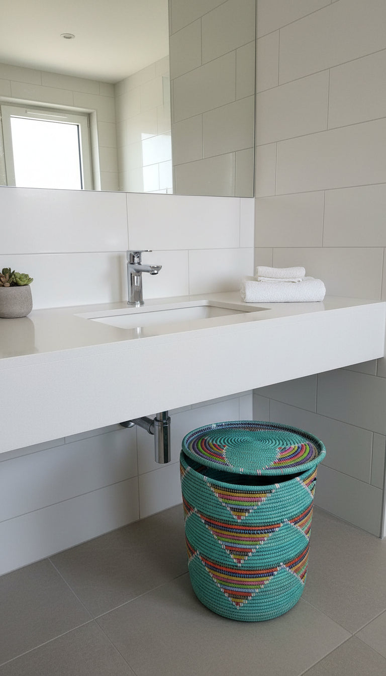 Panier artisanal en paille naturelle du Sénégal – DIAGOU_3 (Grand modèle) pour rangement & déco intérieure, fait main & durable