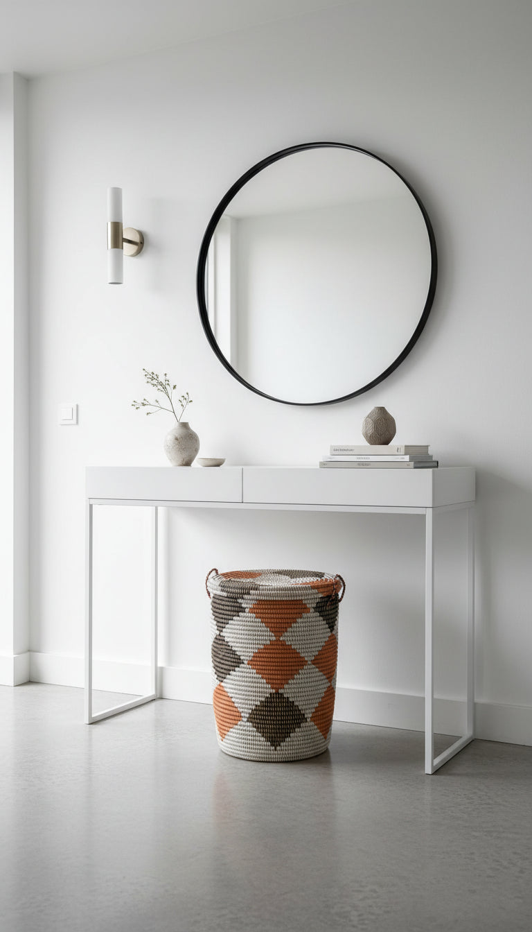 Panier DIAGOU_6 Moyen modèle en Fibre Naturelle – Tons Marron & Orange pour une Déco Chaleureuse et un Rangement Authentique