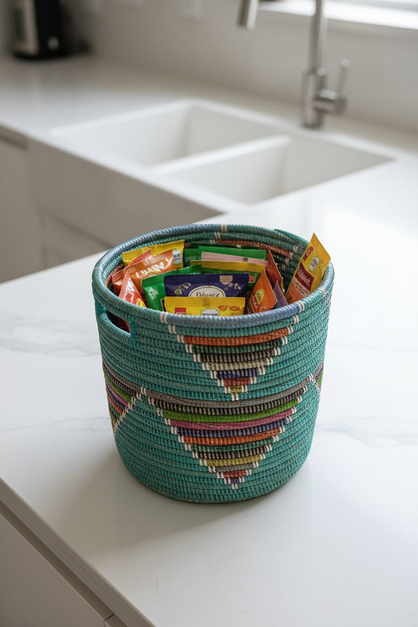 Panier DIAGOU_8 Modèle 1 en Fibre Naturelle – Artisanat Sénégalais pour une Déco Élégante et un Rangement Harmonieux