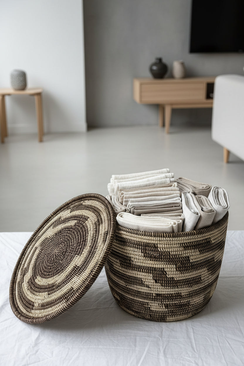 Panier Grand Modèle DIAGOU_9 en Fibre Naturelle – Artisanat Authentique pour Sublimer votre Intérieur et Offrir un Rangement Spacieux