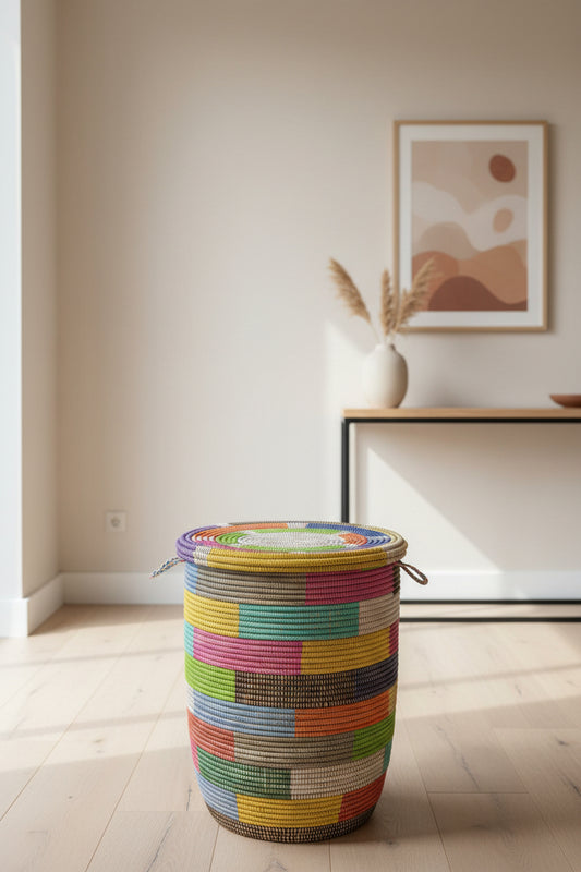 Panier Grand Modèle DIAGOU_11 en Fibre Naturelle – Artisanat Authentique pour Une Déco Élégante et un Rangement Généreux