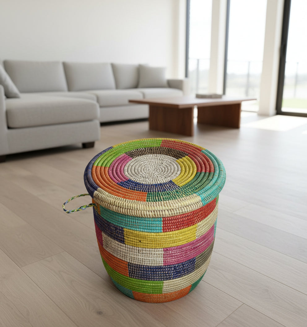Panier Moyen Modèle DIAGOU_11 en Fibre Naturelle – Artisanat Élégant pour Sublimer votre Intérieur et Organiser au Quotidien