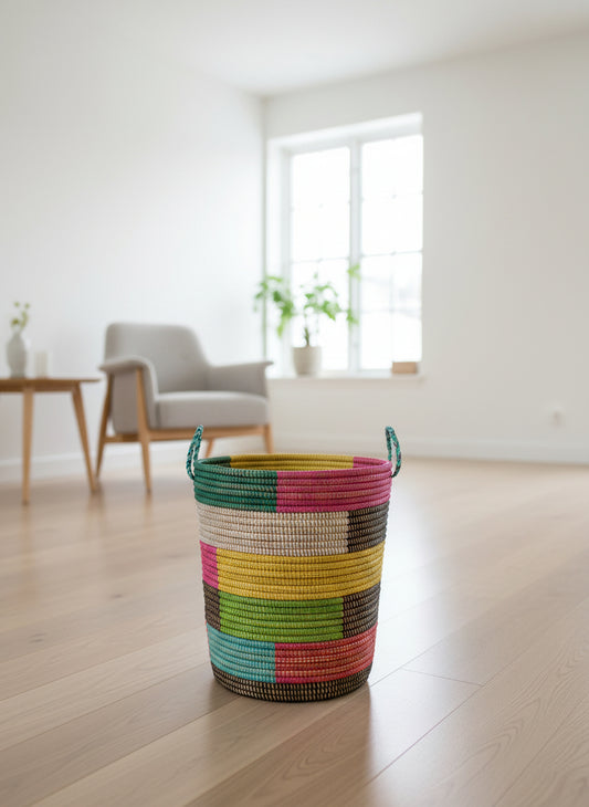Panier Petit Modèle DIAGOU_11 en Fibre Naturelle – Artisanat Raffiné pour Une Déco Soignée et un Rangement Pratique