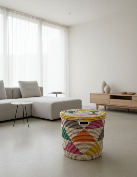 Panier Grand Modèle DIAGOU_12 en Fibre Naturelle – Artisanat Authentique pour Une Déco Élégante et un Rangement Spacieux