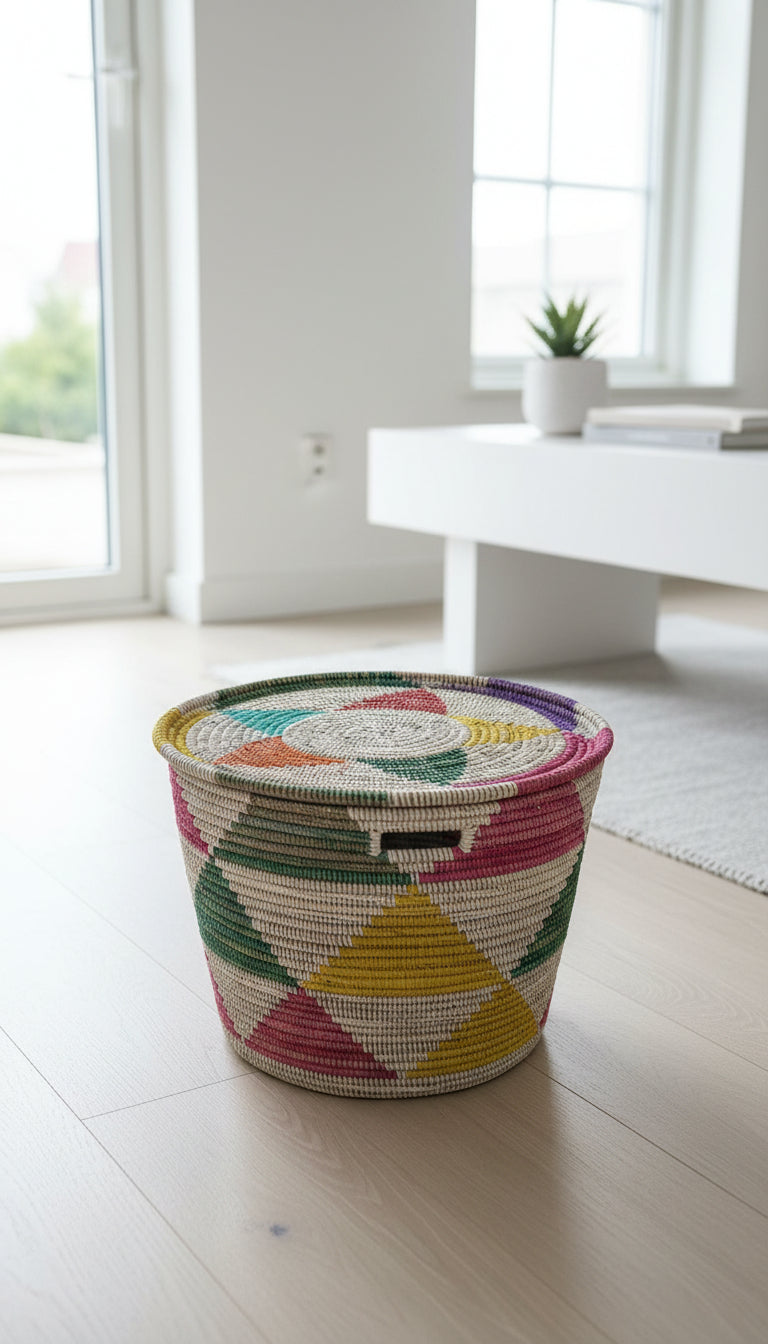 Panier Grand Modèle DIAGOU_12 en Fibre Naturelle – Artisanat Authentique pour Une Déco Élégante et un Rangement Spacieux