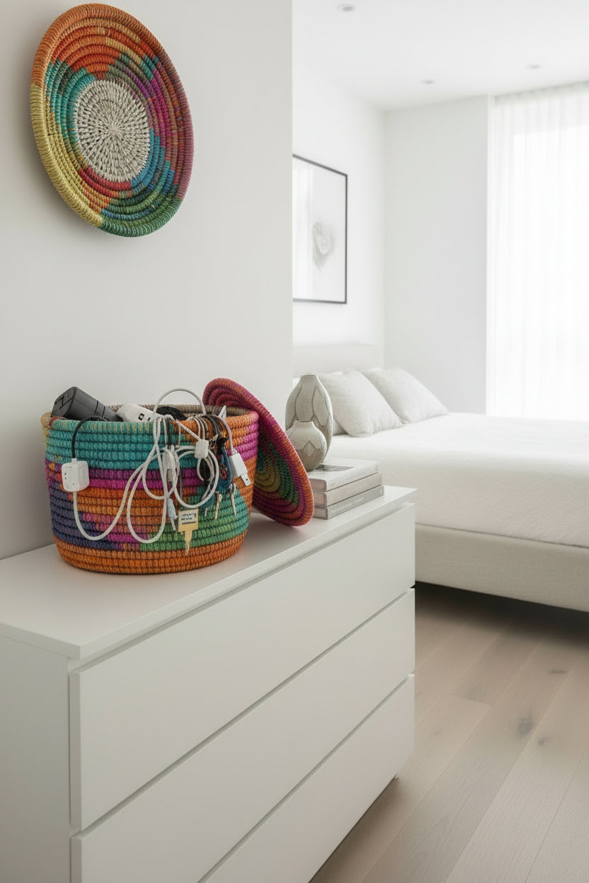 Panier Petit Modèle DIAGOU_12 en Fibre Naturelle – Artisanat Élégant pour Une Déco Soignée et un Rangement Pratique