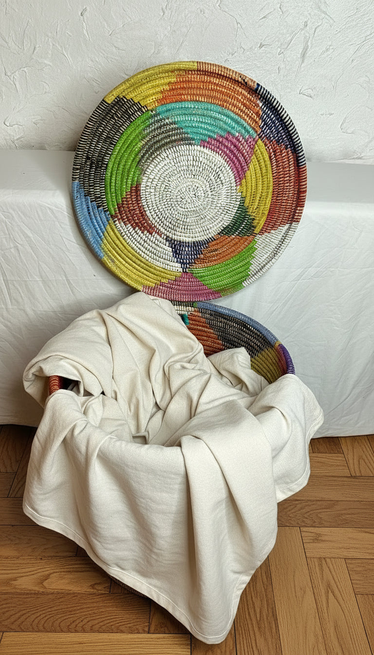 Panier Grand Modèle DIAGOU_13 en Fibre Naturelle – Artisanat Authentique pour Sublimer votre Intérieur et Offrir un Rangement Spacieux