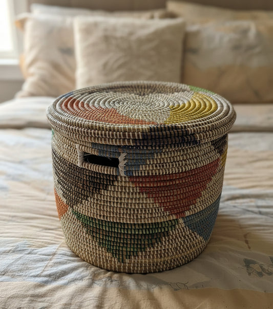 Panier Petit Modèle DIAGOU_13 en Fibre Naturelle – Artisanat Authentique pour Une Déco Chaleureuse et un Rangement Pratique