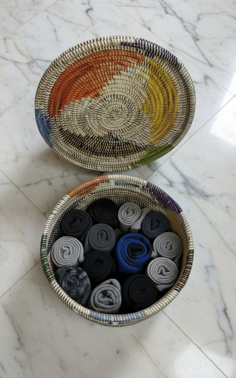 Panier Moyen Modèle DIAGOU_13 en Fibre Naturelle – Artisanat Élégant pour Une Déco Harmonieux et un Rangement Polyvalent