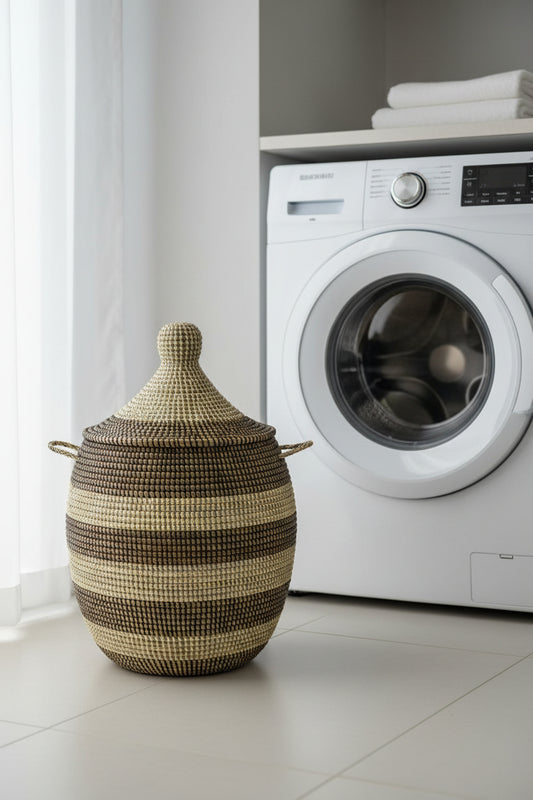 MBOUL'S_A1 Allongé – Panier en Fibre Naturelle, Idéal pour un Rangement Spacieux et Organisé