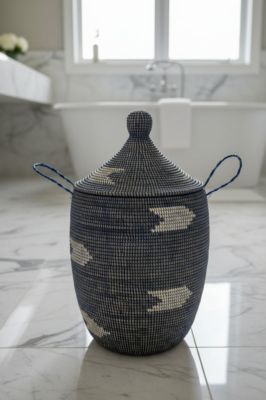 MBOUL'S_A5 Motifs – Panier en Fibre Naturelle, Idéal pour un Rangement Harmonieux et Stylé