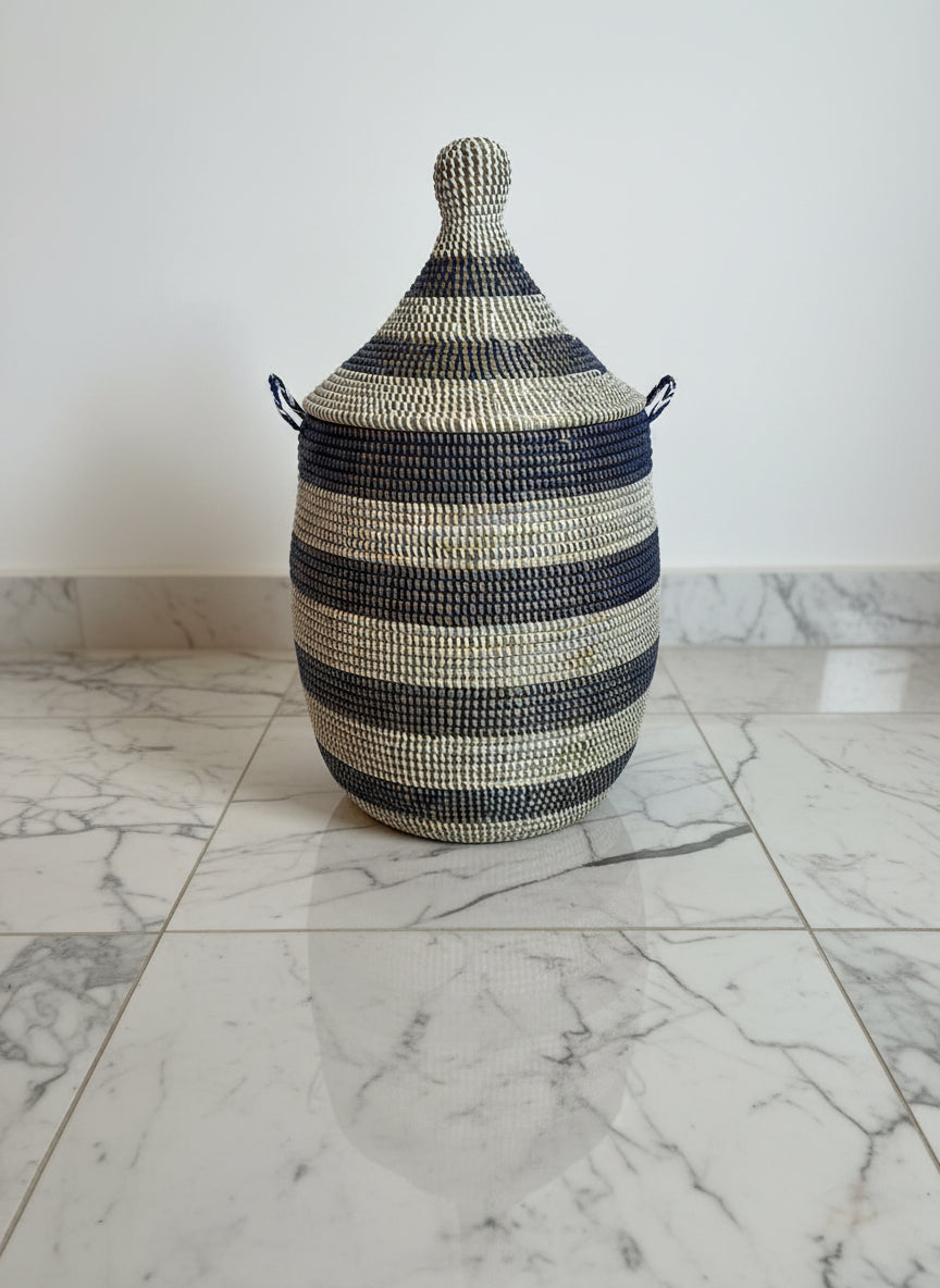 Panier MBOUL'S_A4 Rayures – Fibre Naturelle & Motifs Rayés pour une Déco Authentique