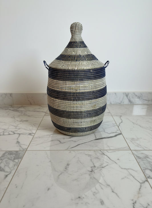 Panier MBOUL'S_A4 Rayures – Fibre Naturelle & Motifs Rayés pour une Déco Authentique