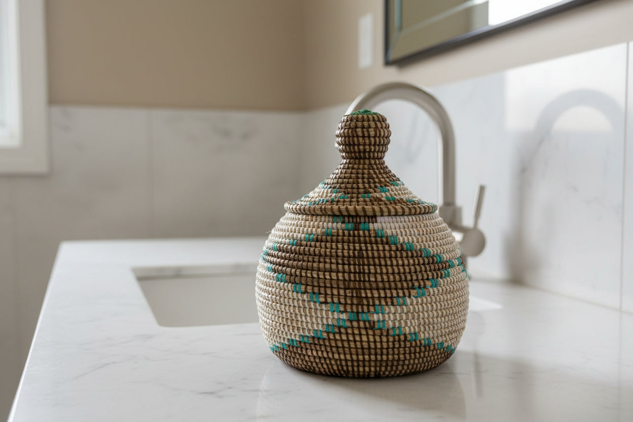Panier en paille tressé à la main, idéal pour vos petits rangements