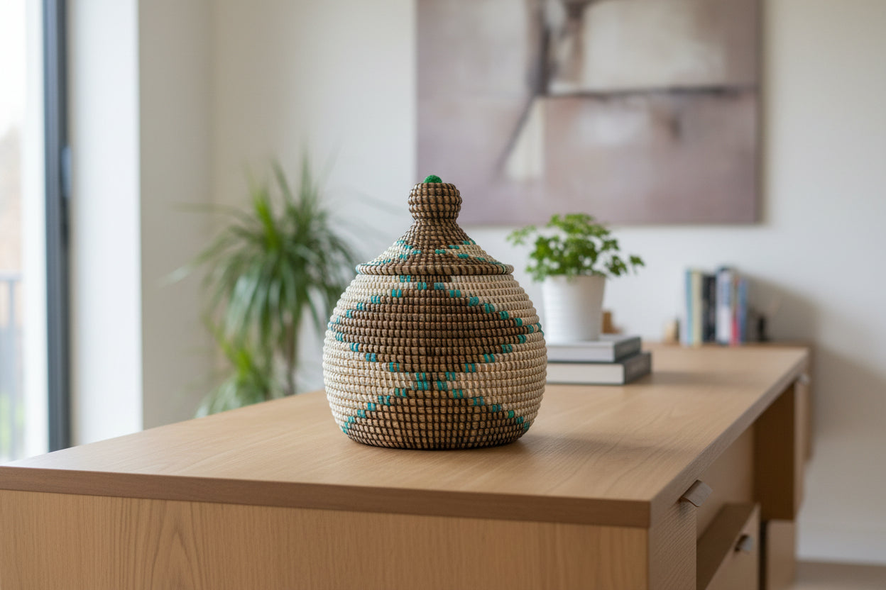 Panier en paille tressé à la main, idéal pour vos petits rangements
