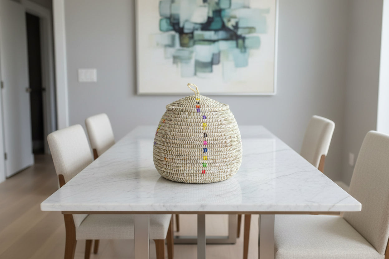 Panier en paille fait main idéal pour le rangement de vos petits objets