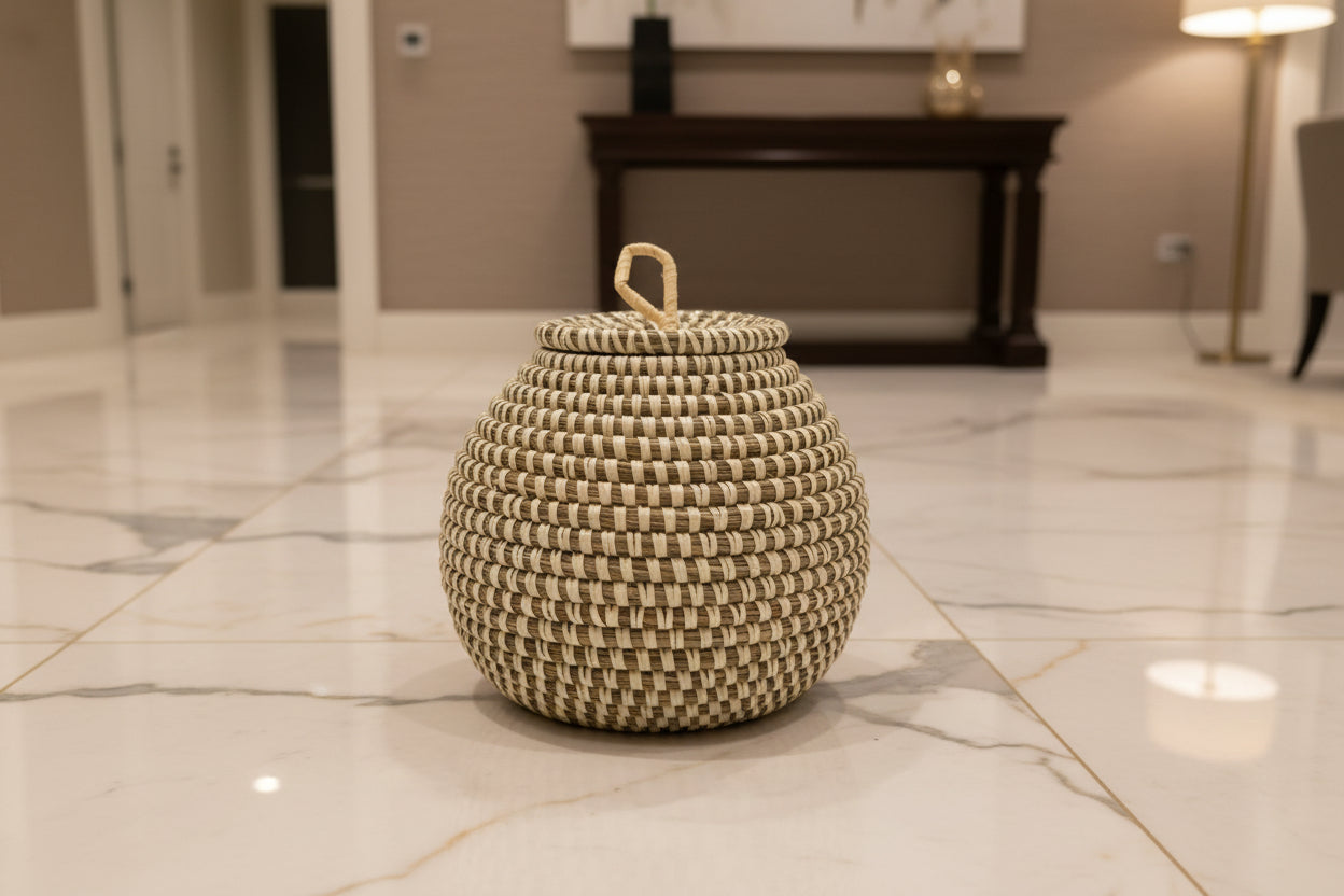 Panier en paille tressé idéal pour vos petits rangements