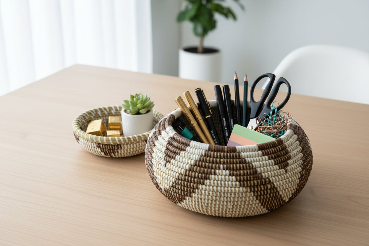 Petit panier en paille fait main idéal pour vos petits rangements