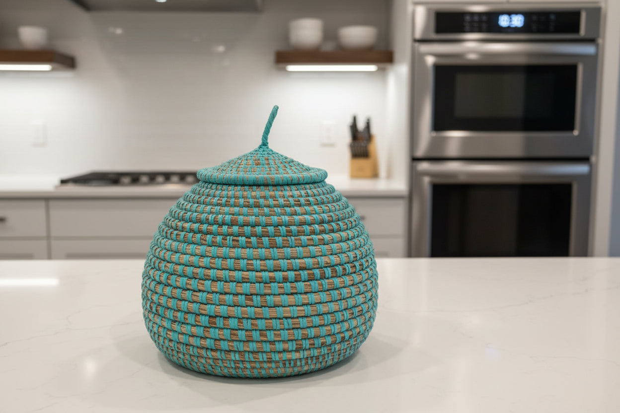 Pour vos petits rangements : panier en paille fait main