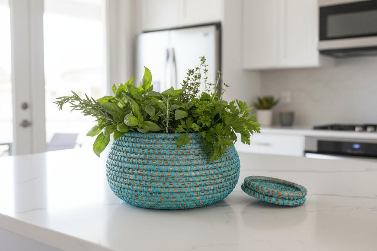 Pour vos petits rangements : panier en paille fait main