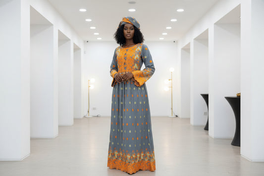Robe taille Mame en Brodé Asli plissé idéale pour vous sublimer lors de vos cérémonies