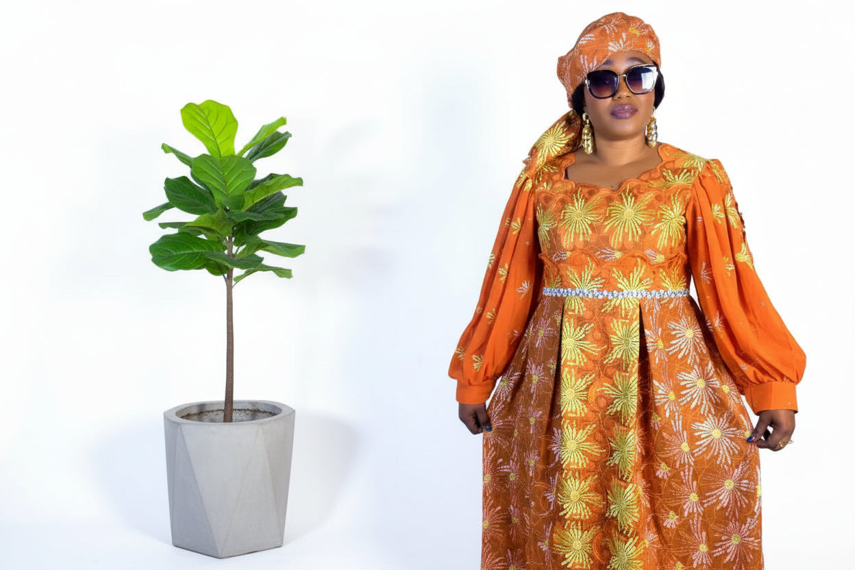 Robe en brodé lafaya cristal tendance et élégante, idéale pour vos cérémonies