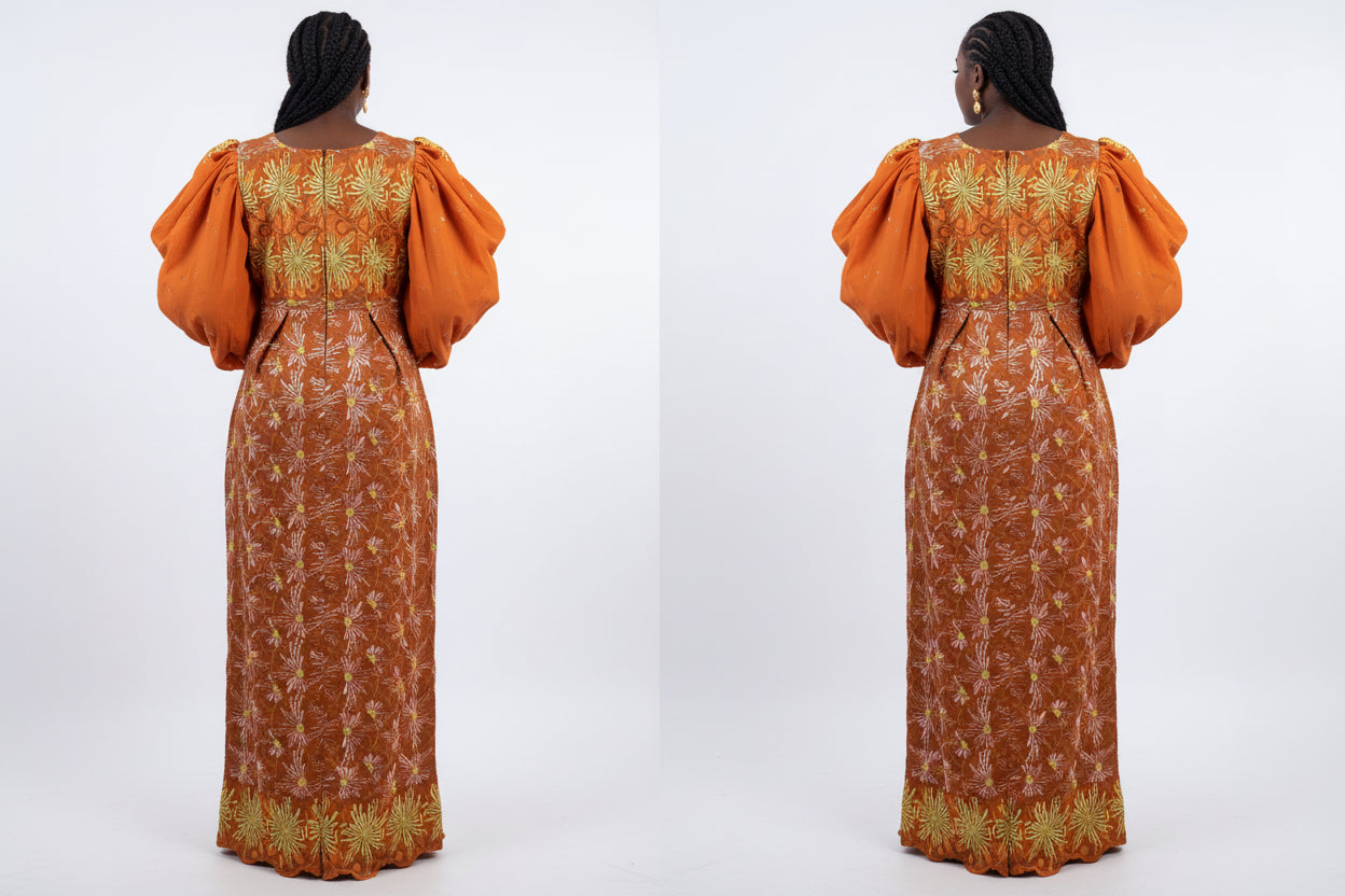 Robe en brodé lafaya cristal tendance et élégante, idéale pour vos cérémonies