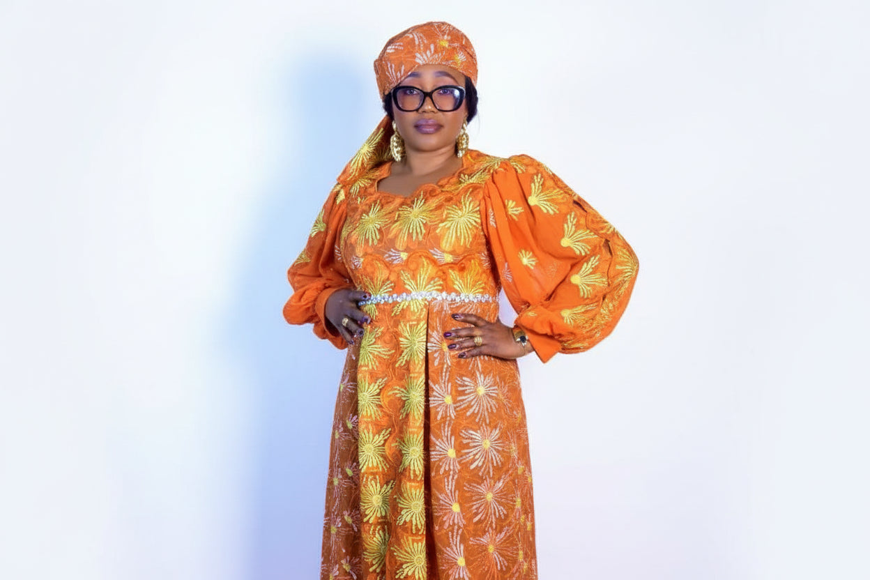 Robe en brodé lafaya cristal tendance et élégante, idéale pour vos cérémonies