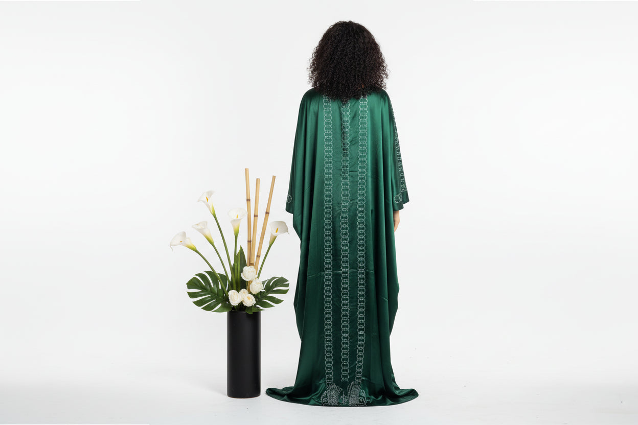 Grand boubou en soie glitter en perle cristale