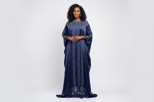 Grand boubou en soie glitter perlé en cristal idéal pour vous sublimer lors de vos cérémonies