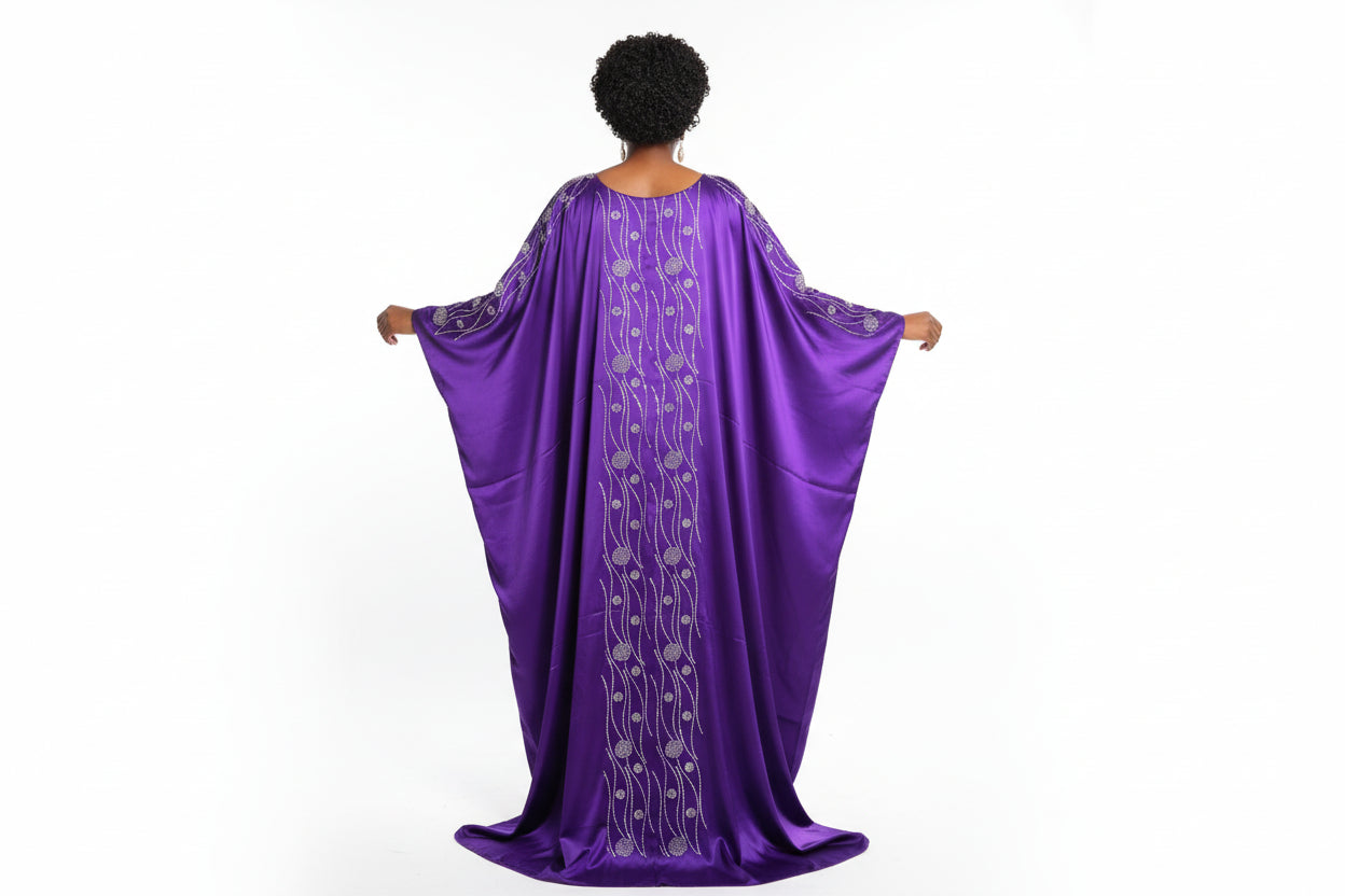 Grand boubou en soie glitter perlé aux  cristals idéals pour vos cérémonie