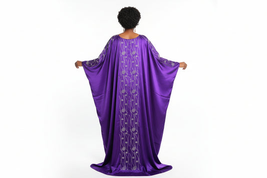 Grand boubou en soie glitter perlé aux  cristals idéals pour vos cérémonie