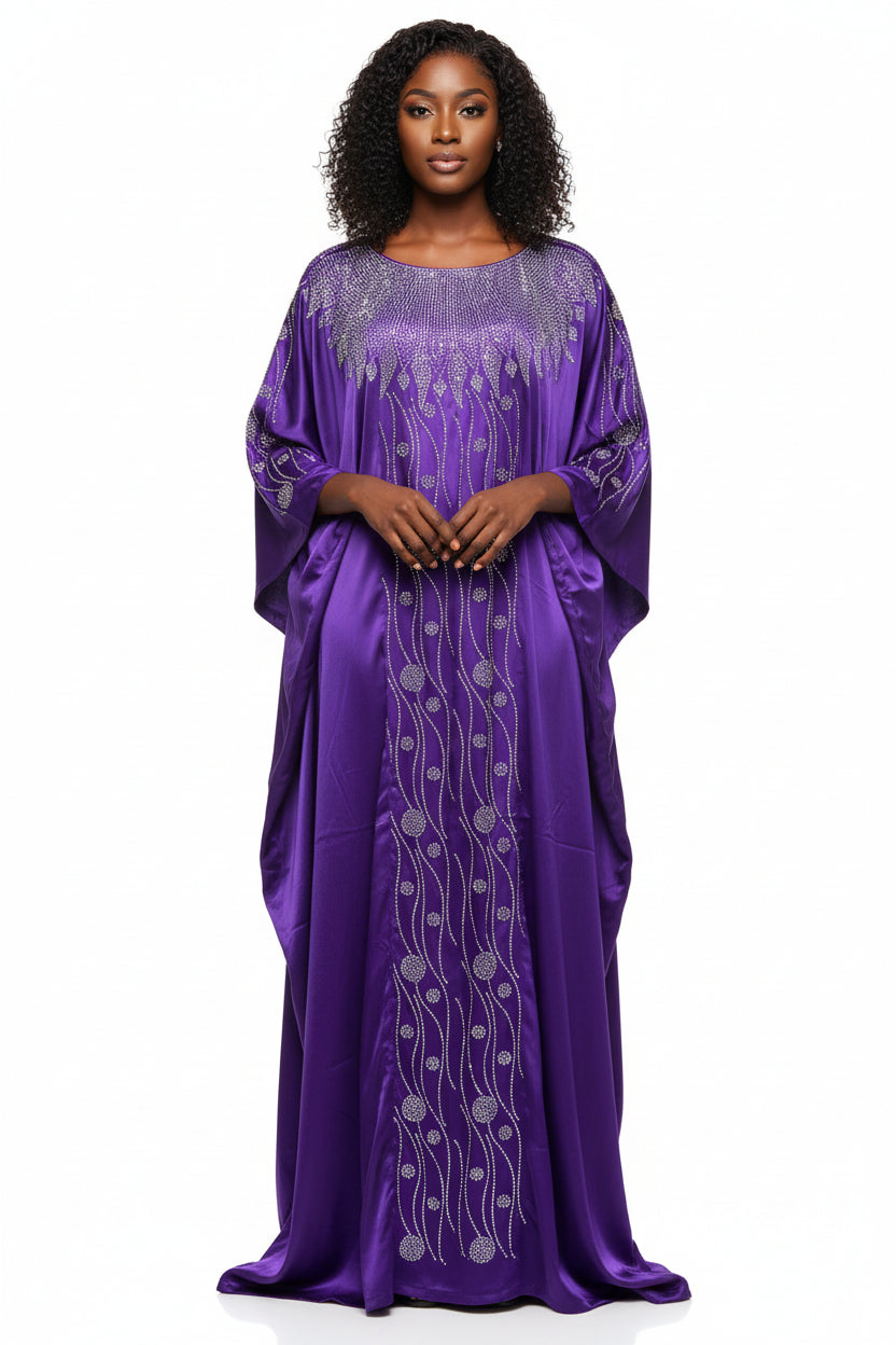 Grand boubou en soie glitter perlé aux  cristals idéals pour vos cérémonie