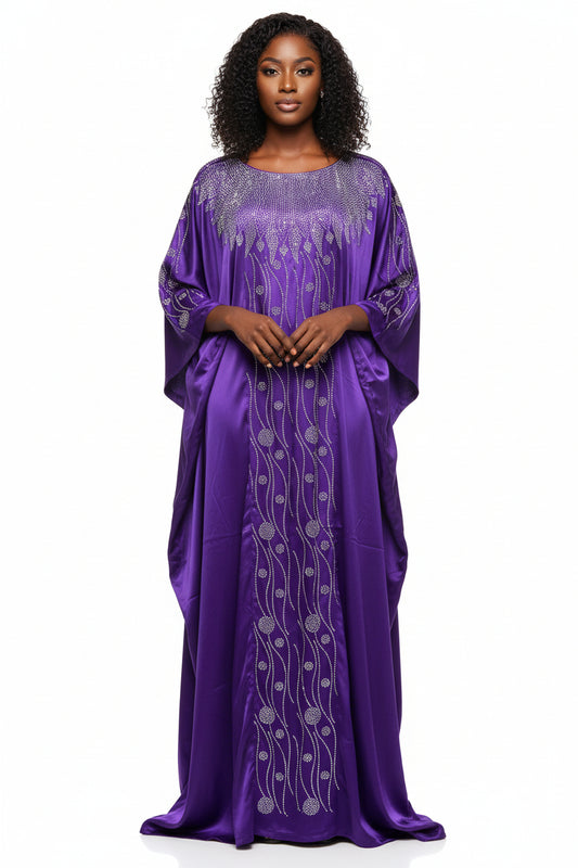 Grand boubou en soie glitter perlé aux  cristals idéals pour vos cérémonie