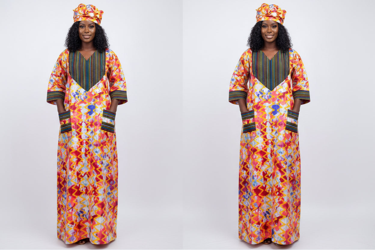 Robe en patch Bazin + Asso-Oké, tendance et élégante