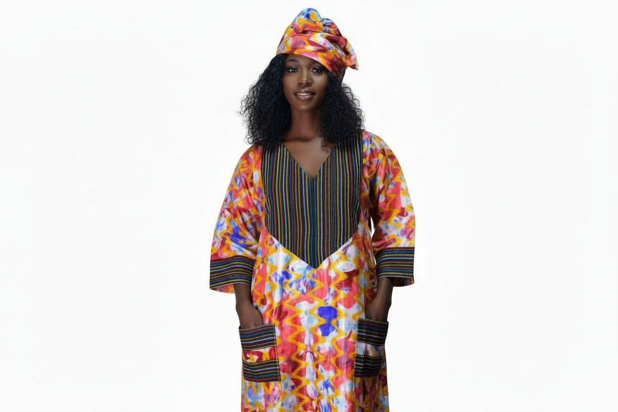 Robe en patch Bazin + Asso-Oké, tendance et élégante