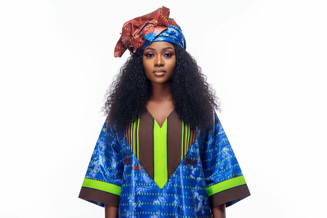 Robe en patch Bazin + Asso-Oké, tendance et élégante