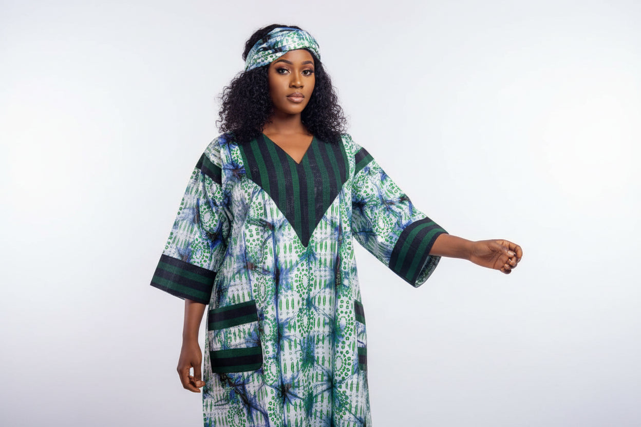 Robe en patch Bazin + Asso-Oké, tendance et élégante