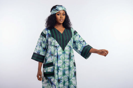 Robe en patch Bazin + Asso-Oké, tendance et élégante