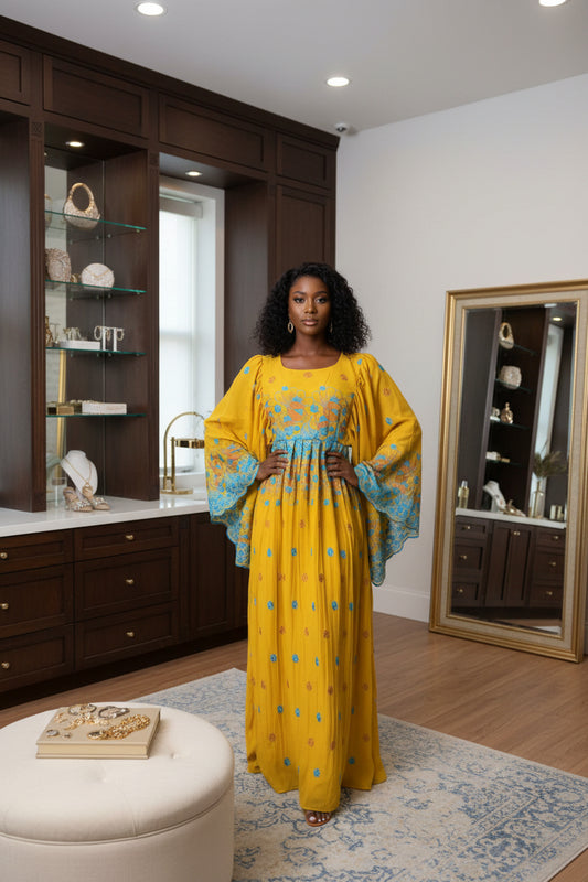 Magnifique robe en Brodé voile Asli Plissé